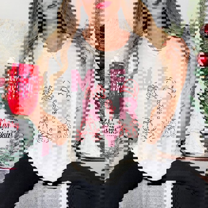 Merry Sketch Christmas Icons Comfort Color Graphic Tee