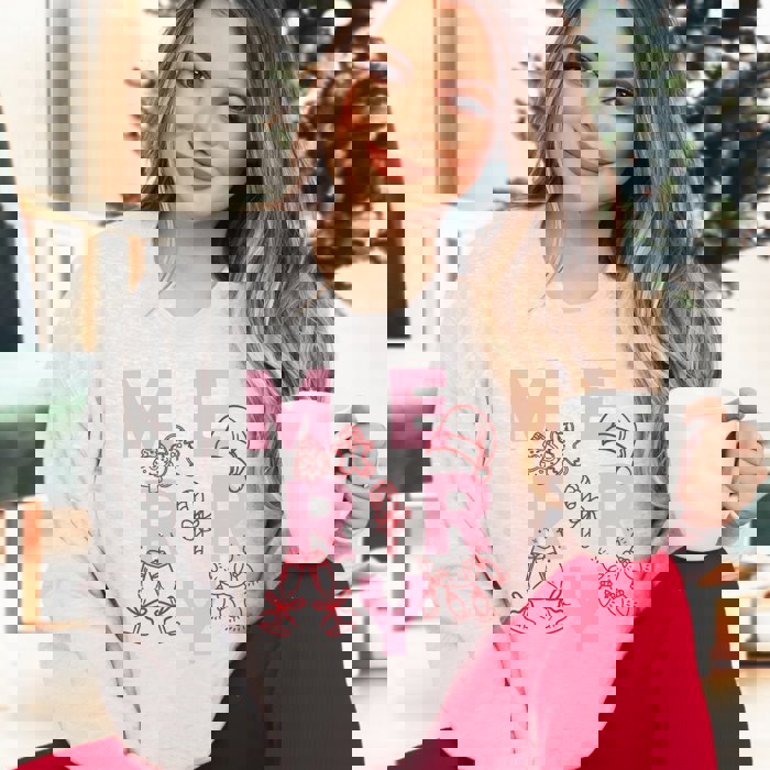 Merry Sketch Christmas Icons Graphic Sweatshirt