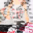 Large Natural Merry Teacher Red Bow Bella Graphic Tee