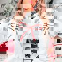 Medium Ash Merry Teacher Red Bow Graphic Sweatshirt