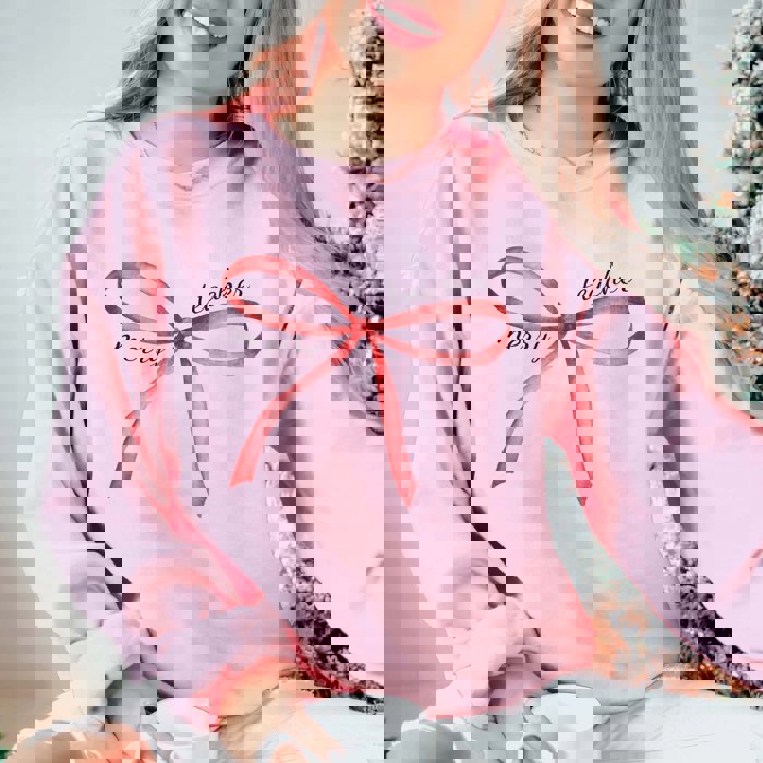 Merry Teacher Red Bow Graphic Sweatshirt