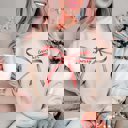 Large Sand Merry Teacher Red Bow Graphic Sweatshirt