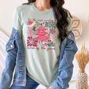 Medium Dusty Blue Most Wonderful Time of the Year Bella Canvas Tees – Joyful Christmas Graphic Tees for Women