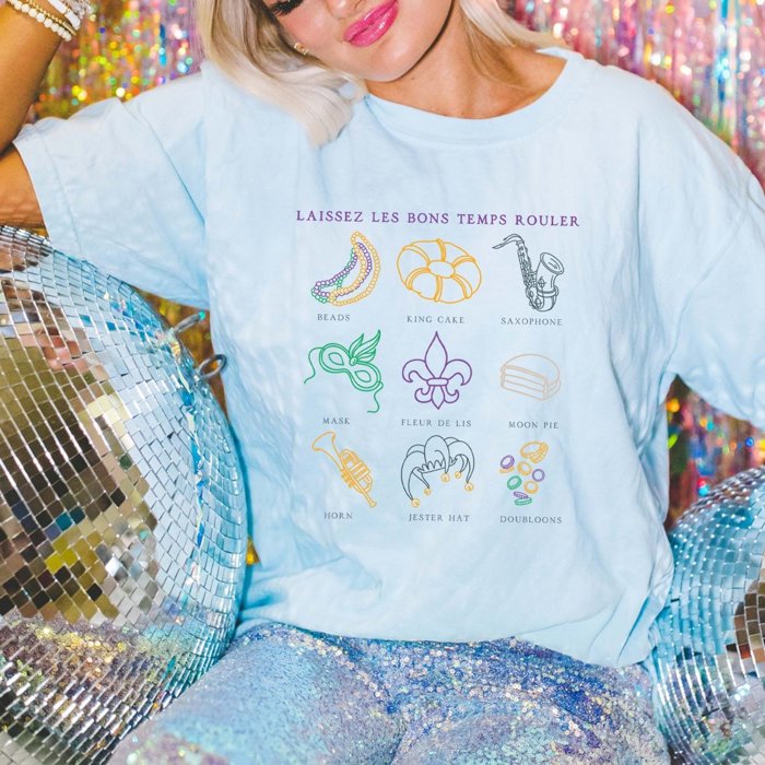 My Favorite Mardi Gras Collage Comfort Color Tee