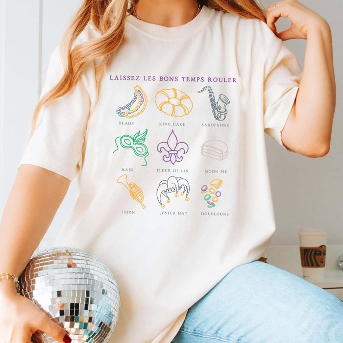 My Favorite Mardi Gras Collage Comfort Color Tee