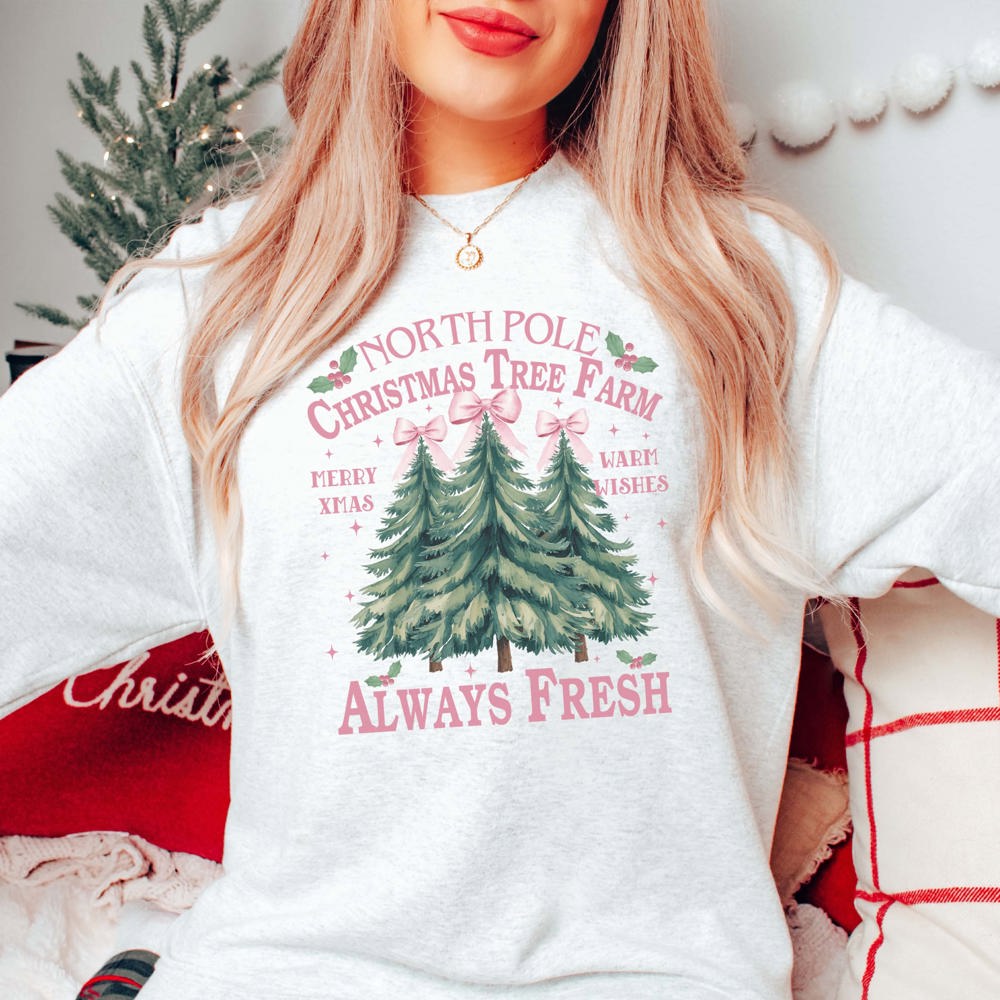 North Pole Christmas Tree Farm Graphic Sweatshirt