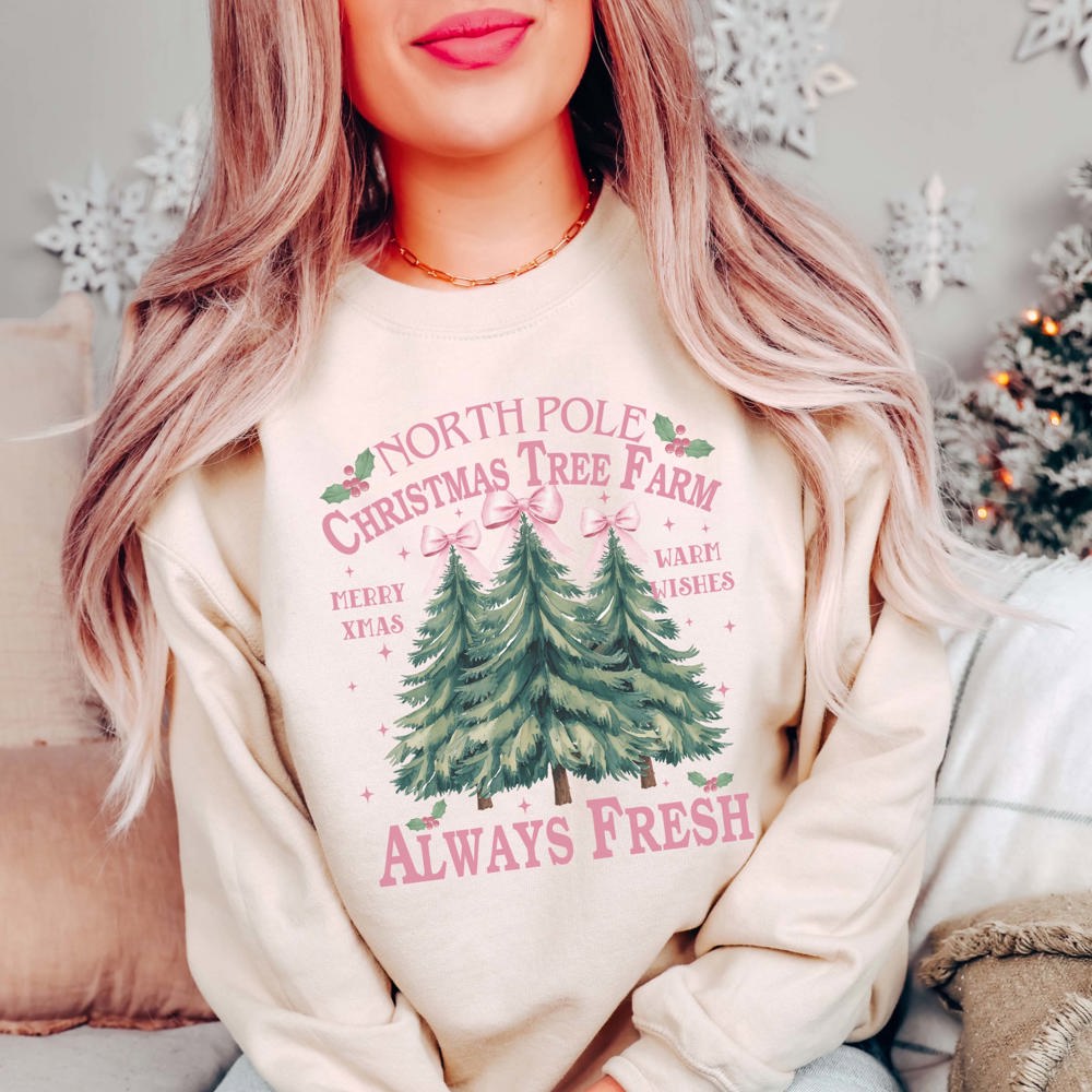 North Pole Christmas Tree Farm Graphic Sweatshirt