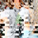 2X White Oh Christmas Tree Red Striped Bow Bella Graphic Tee