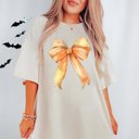 Large Ivory Orange Bow Comfort Color Graphic Tee