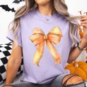 Large Orchid Orange Bow Comfort Color Graphic Tee