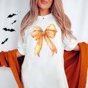 Large White Orange Bow Comfort Color Graphic Tee