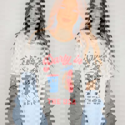 Party in the USA Hotdog Bella Graphic Tee