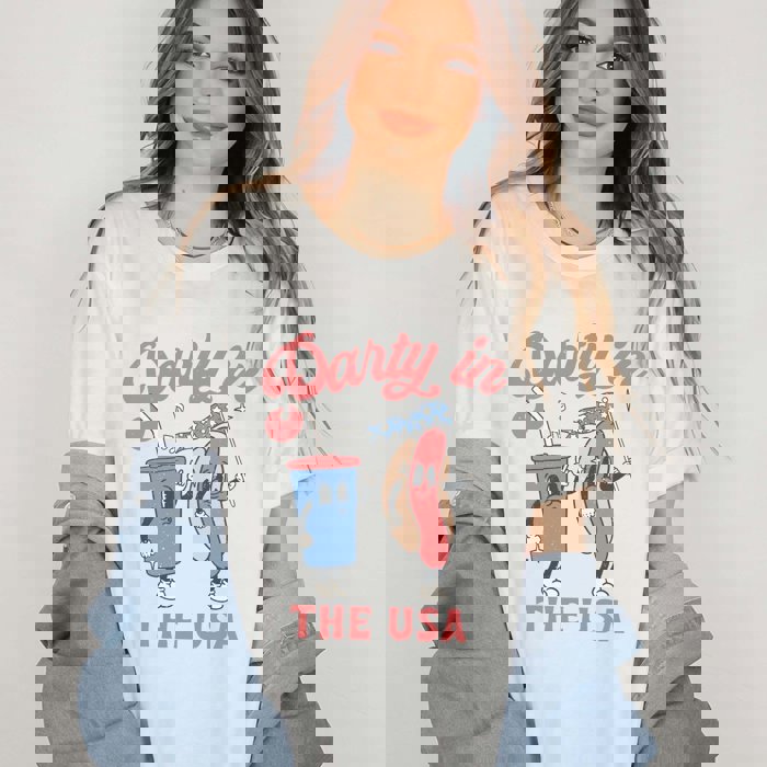 Party in the USA Hotdog Bella Graphic Tee