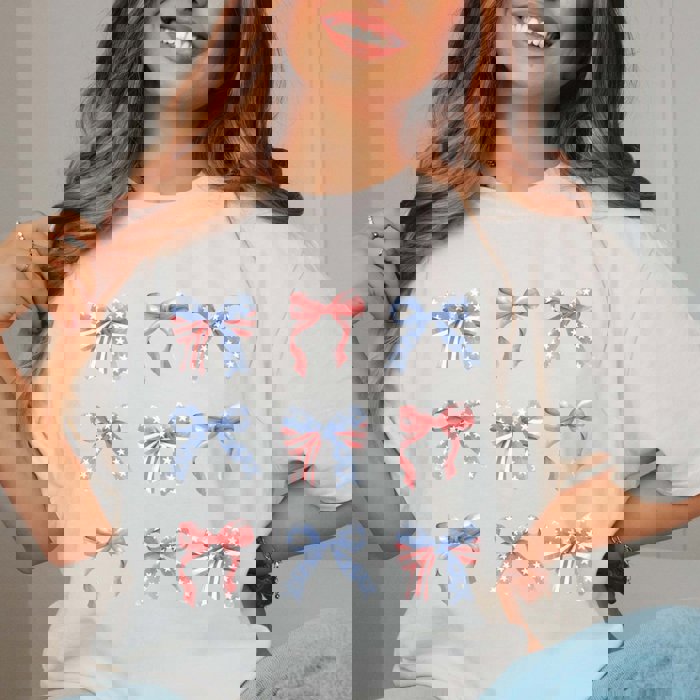 Patriotic Bow Collage Comfort Color Tee