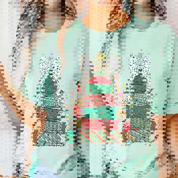 Pencil Christmas Tree With Bow Bella Graphic Tee