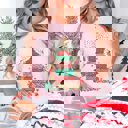 2X Pink Pencil Christmas Tree With Bow Bella Graphic Tee