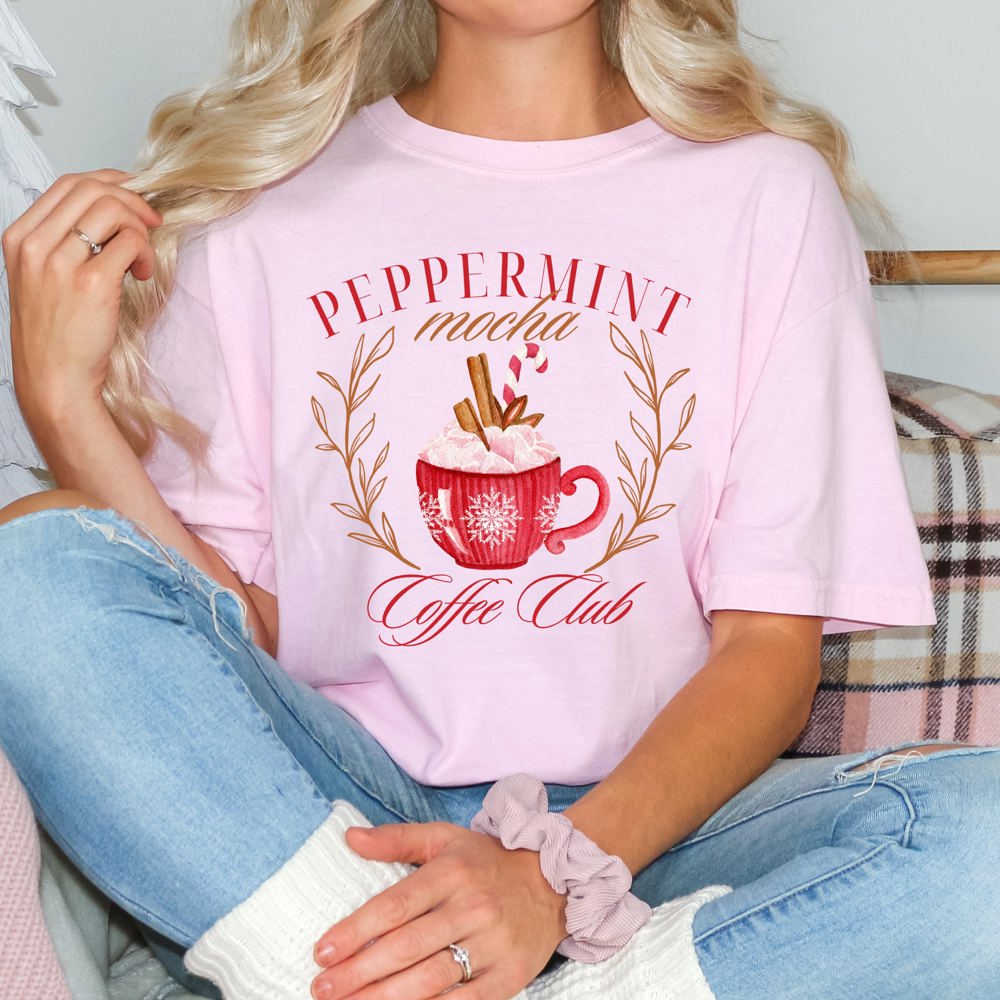 Peppermint Mocha Social Club Comfort Color Graphic Tee