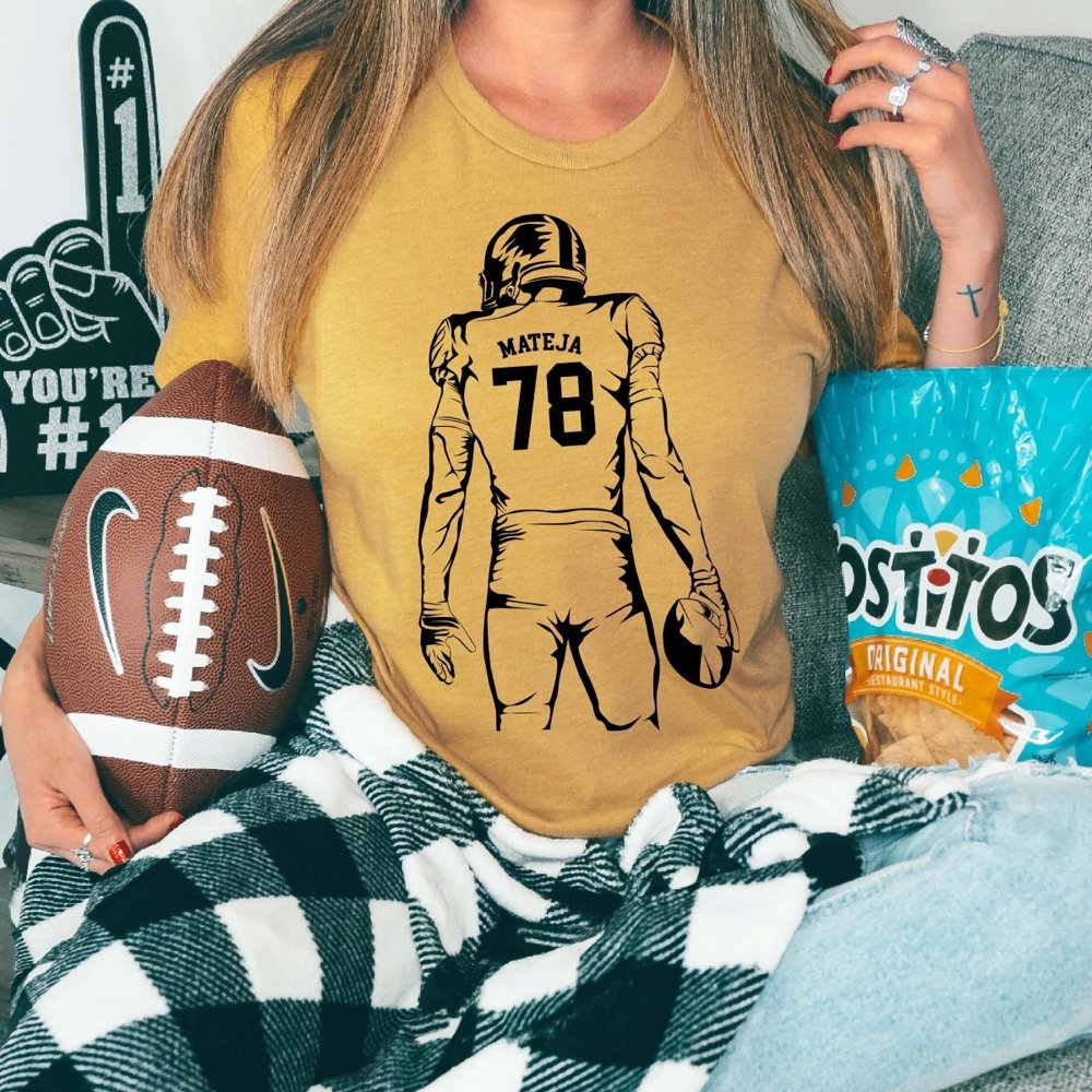 Personalized Football Player Bella Graphic Tee