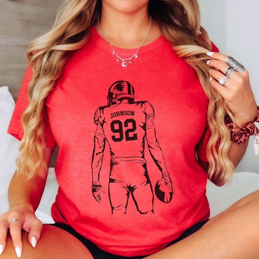 Personalized Football Player Bella Graphic Tee