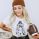 2X White Personalized Football Player Bella Graphic Tee