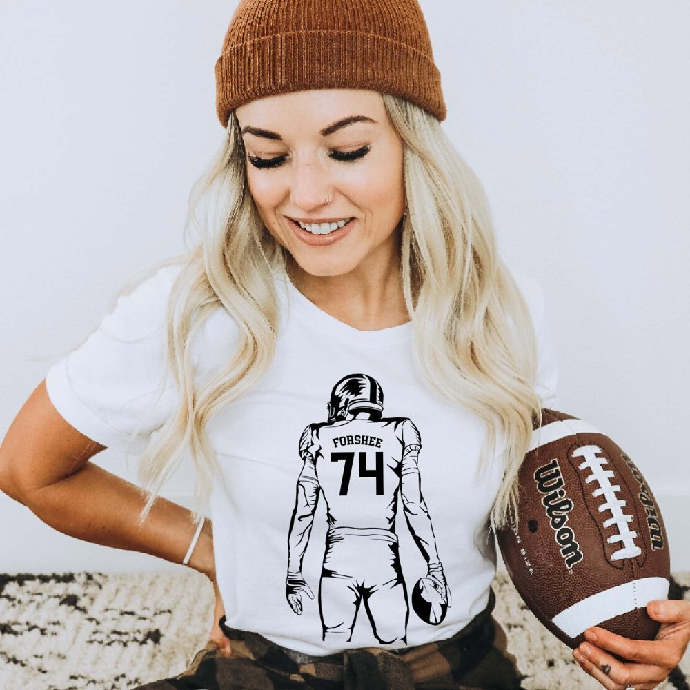 Personalized Football Player Bella Graphic Tee