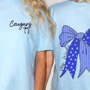 2X Chambray Personalized Large Bow Comfort Color Tee With Front And Back Design