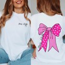 2X White Personalized Large Bow Comfort Color Tee With Front And Back Design