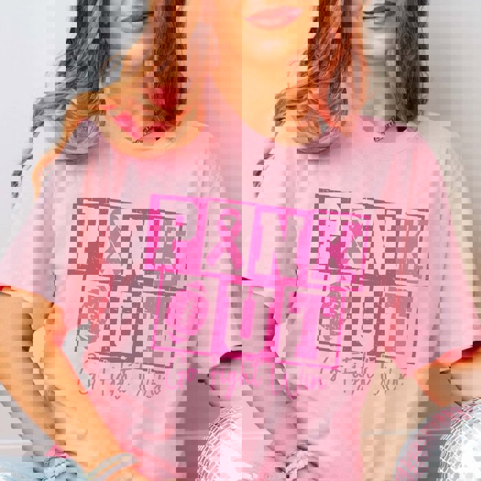 Pink Out Go Fight Win Bella Graphic Tee