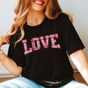 2X Black Plaid Love Bella Graphic Tee