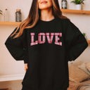 2X Black Plaid Love Graphic Sweatshirt