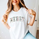 2X White Plaid Merry Bella Graphic Tee