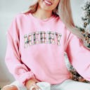 2X Pink Plaid Merry Graphic Sweatshirt