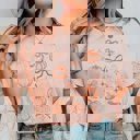 2X Peachy Pumpkin & Bow Collage With Stars Comfort Color Graphic Tee