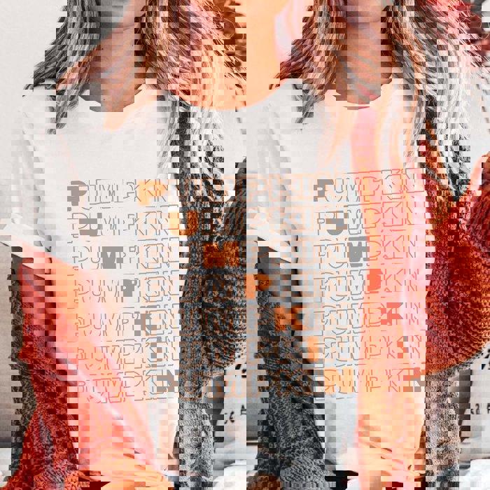 Pumpkin Repeat Diagonal Bella Graphic Tee