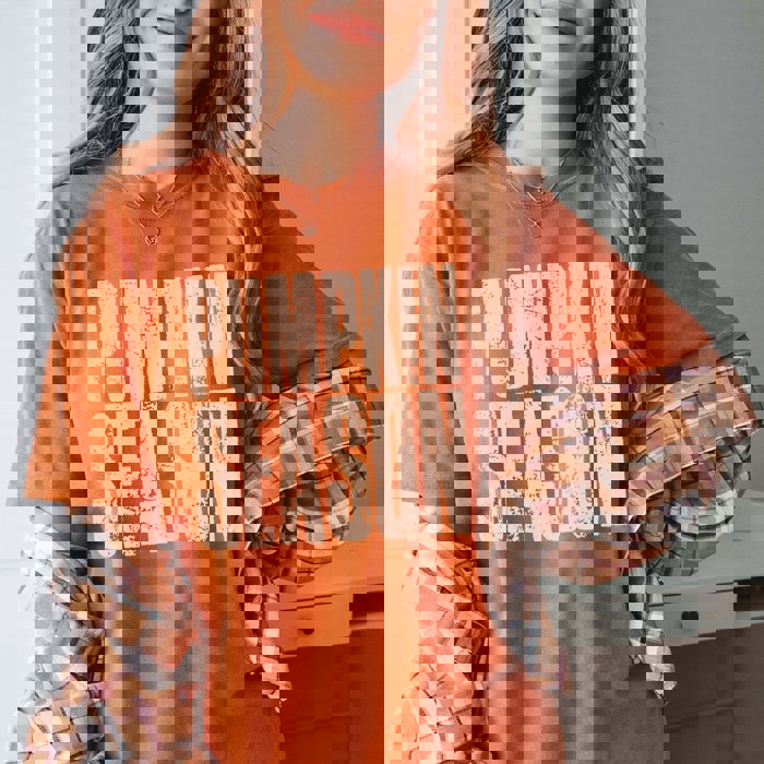 Pumpkin Season Distressed Comfort Color Graphic Tee