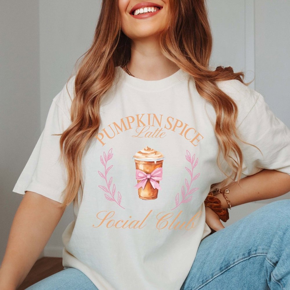 Pumpkin Spice Latte Social Club Comfort Color Graphic Tee