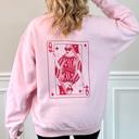 Large Pink Queen Of Hearts Graphic Sweatshirt Front & Back Design
