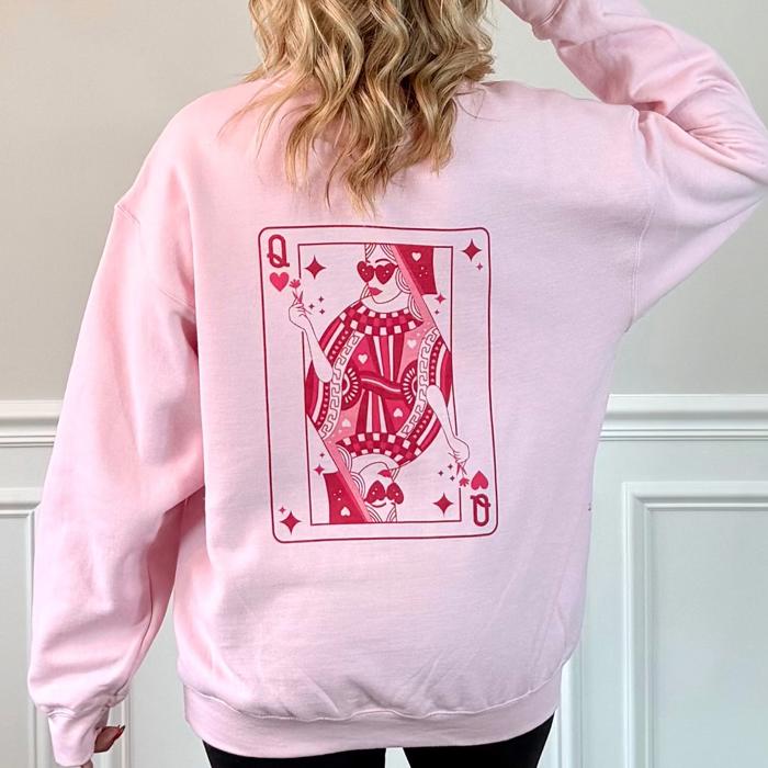 Queen Of Hearts Graphic Sweatshirt Front & Back Design