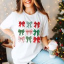 Large White Red & Green Christmas Bow Collage Bella Graphic Tee