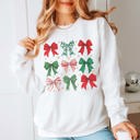  Red & Green Christmas Bow Collage Graphic Sweatshirt