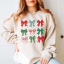  Red & Green Christmas Bow Collage Graphic Sweatshirt