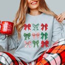  Red & Green Christmas Bow Collage Graphic Sweatshirt