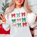  Red & Green Christmas Bow Collage Graphic Sweatshirt