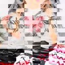 Small Natural Red Striped Christmas Bow Bella Graphic Tee