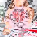 2X Pink Red Striped Christmas Bow Bella Graphic Tee