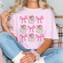 Large Blossom Santa Bow Collage Comfort Color Graphic Tee