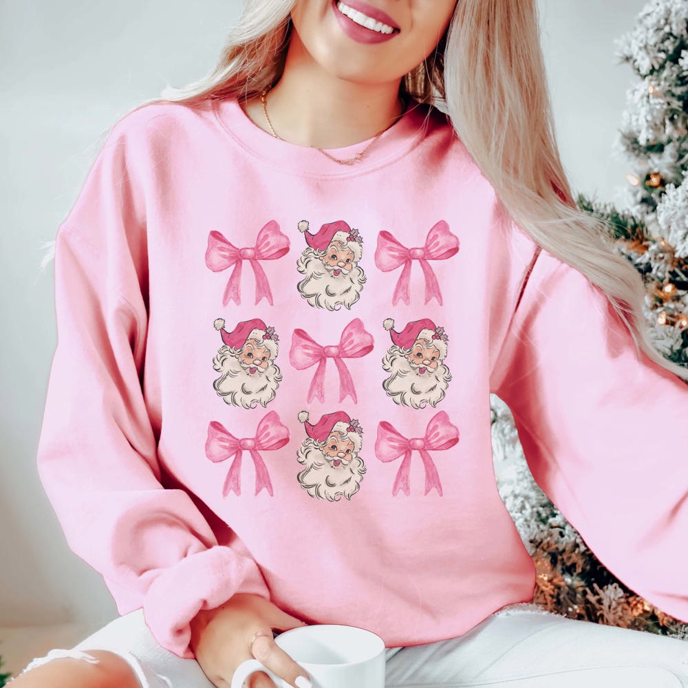 Santa Bow Collage Graphic Sweatshirt