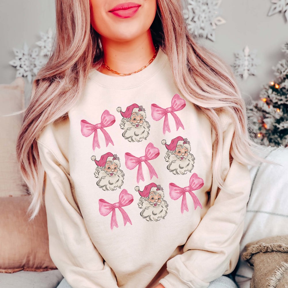 Santa Bow Collage Graphic Sweatshirt