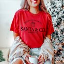 Large Red Santa & Co North Pole Comfort Colors Tee