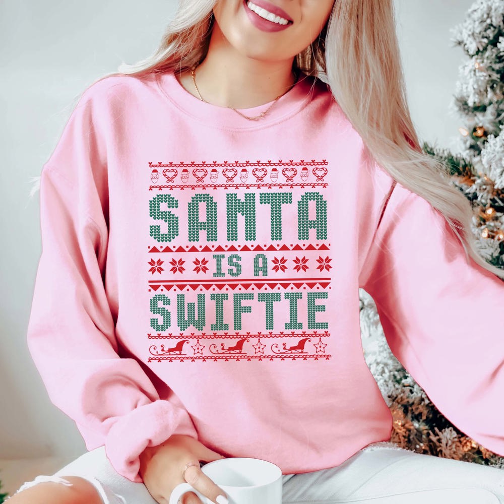 Santa Is A Swiftie Ugly Sweater Graphic Sweatshirt